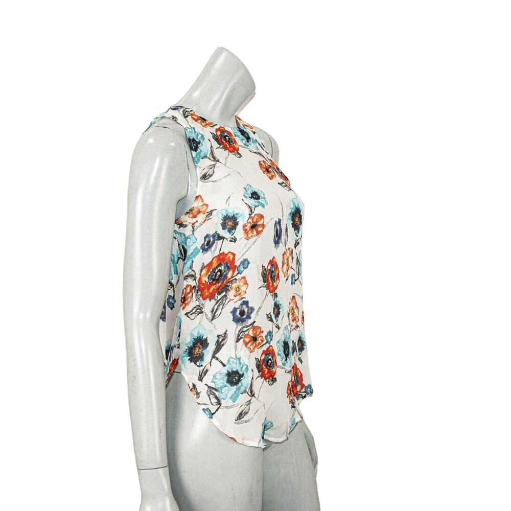 Haute Hippie Women's 100% Silk Sleeveless blouse Floral print drape back sz XS